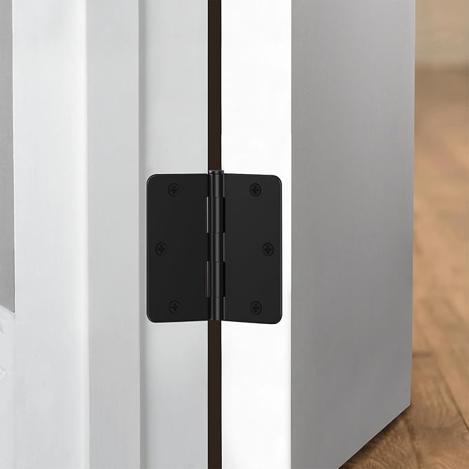 Door Hinges Matte Black - 36 Pack Black Door Hinges 3.5 Inch Rounded Interior Door Hinge with 1/4" Radius Corners - Black Hinges for Doors 3 1/2 Inches Flat Iron Residential Door Hardware