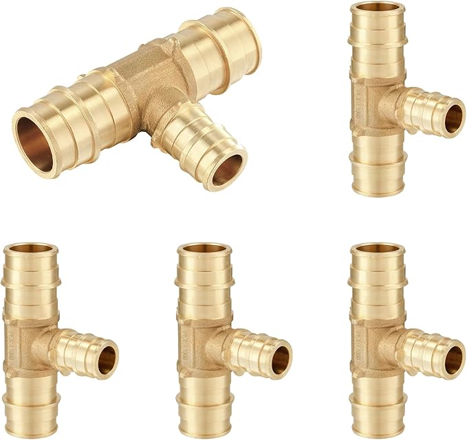 5-Pack HeSun PEX-A Fitting, 3/4"x3/4"x1/2" Expansion Tee, PEX Expansion Fitting Tee, ASTM F1960(PEX1960120-5)