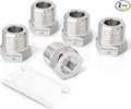 TAISHER 2PCS Forging of 304 Stainless Steel Reducer Hex Bushing, 1/2" Male NPT to 3/8" Female NPT, Reducing Forging Pipe Adapter Fitting