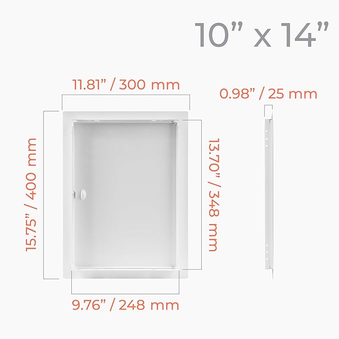 10 x 14 Inch White Rectangular Metal Plumbing Access Panel - Indoor Wall Access Door for HVAC, Wall, Ceiling, and Drywall with Panel - Opening Box Door Cover - Easy to Install