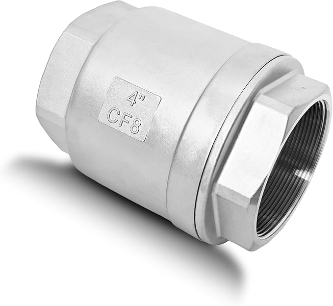 4" NPT Stainless Steel Spring Check Valve, WOG1000 NPT Thread unleaded In-Line Vertical Check Valve Non Return One Way Counterflow to Prevent the Medium Backflow for Oil Water Gas Air DN100