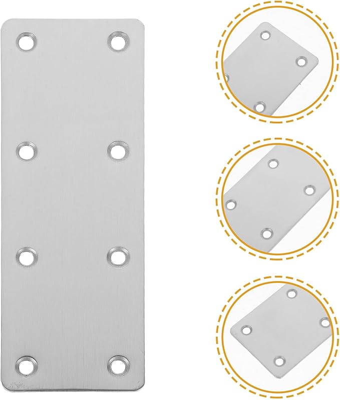5pcs Stainless Steel Mending Plates with Screws Flat Straight Metal Brackets for Wood Furniture Repair Corner Brace for Cabinet Shelf Table and Chair Reinforcement