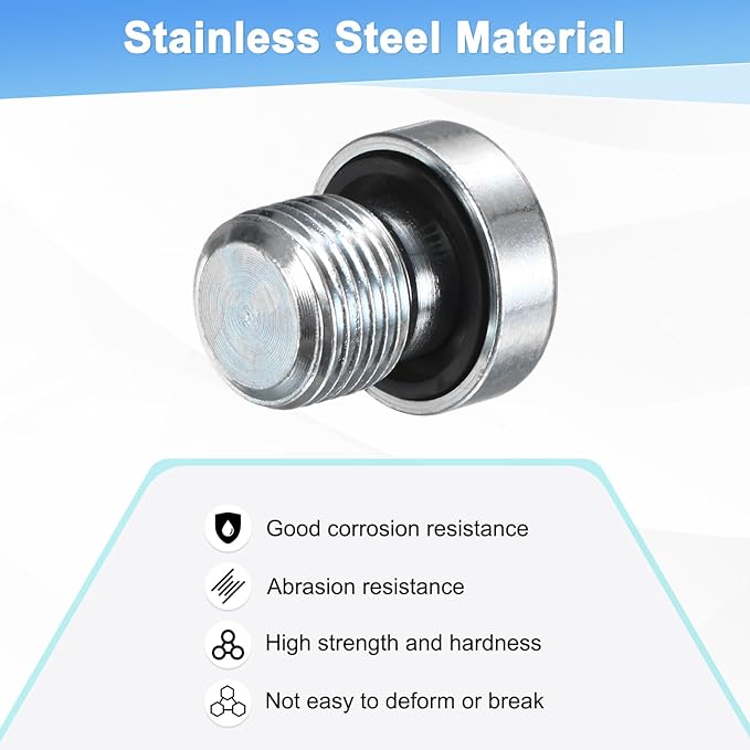 1-Pack M12x1mm Inner Hex Head Pipe Fitting Plug, Carbon Steel Sensor Socket Plug with Seal O-Ring for Terminate Pipe Ends/High Pressure Washer, Sealing Screw