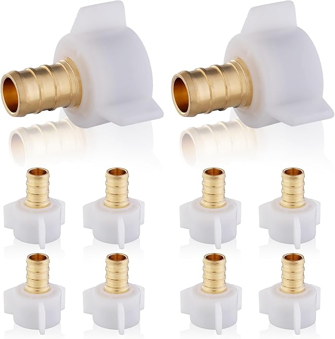 10-Pack HeSun PEX Fittings, 3/4" Pex x 3/4" Female NPT Swivel Adapter, Brass Crimp Fitting for ASTM F1807(PEX1807205)