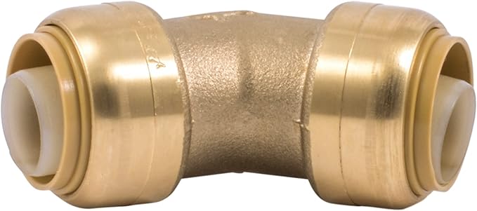 SharkBite 3/4 Inch 45 Degree Elbow, Push to Connect Brass Plumbing Fitting, PEX Pipe, Copper, CPVC, PE-RT, HDPE, U656LFA