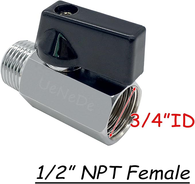 2PCS 1/2 Inch NPT Chrome Plated Brass Mini Ball Valve, 1/2" NPT Female to 1/2" NPT Male Thread Shut-off Valve with Operation Handle Pipe Threaded Fittings for Water/Oil/Gas