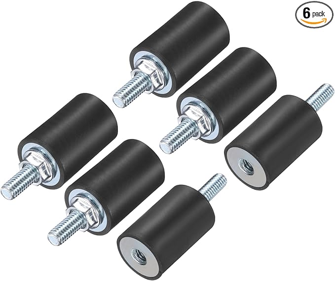 uxcell 6pcs M6x18mm Rubber Isolator Mounts with Studs 20x30mm Male Female Vibration Shock Absorber Zinc Plated Cylindrical Thread Mounts Anti Vibration Isolators with 6pcs M6 Lock Nuts