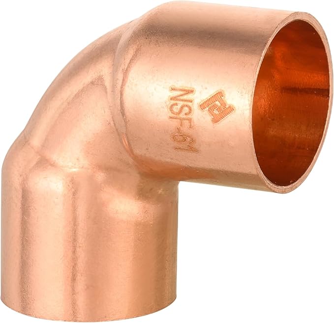 EFIELD 1-1/4" C X C Short Radius Copper 90 Degree Elbow, LF Copper Plumbing Fittings with Sweat Solder Connection,(COPPER076)