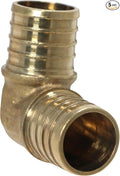 XFITTING Pex 1 Inch x 1 Inch Pex Elbow Brass Crimp Fitting, 23-1-2=5X, 5 Pieces