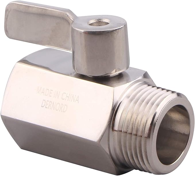 DERNORD 3/4 inch Stainless Mini Ball Valve NPT Female x Male Thread SUS316
