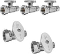 5-Pack Foskan 1/4 Turn Straight Shut off Valve,Straight Stop Valve 3/8" OD x 1/2" FIP,Chrome Plated Brass