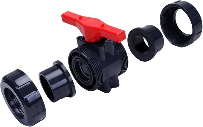 DERNORD PVC True Union Ball Valve with Full Port, EPDM O-Rings, and Reversible PTFE Seats,Rated at 200 PSI (2-1/2 inch Socket)