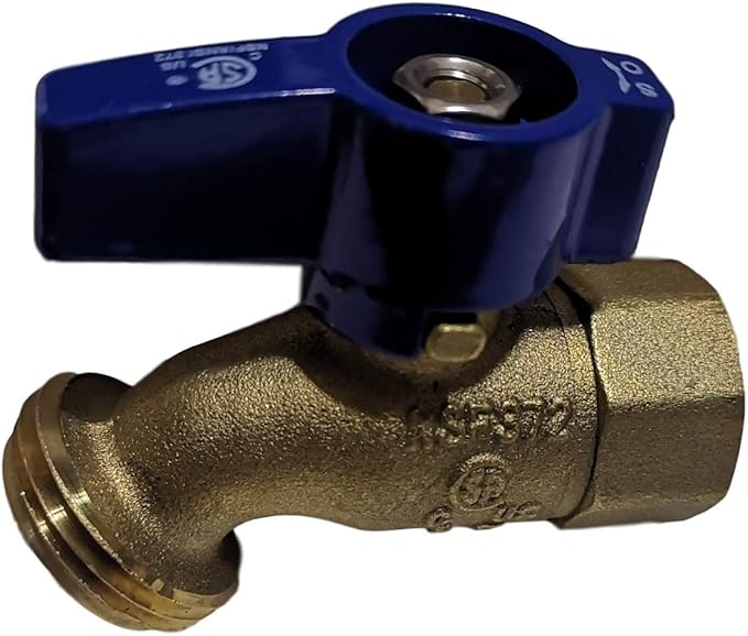 1 Piece XFITTING 1/2'' Female Threaded X 3/4'' Garden Hose Threaded Hose Bibb No-Kink, 1/4 Turn, Brass, Water or Oil
