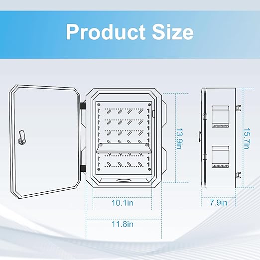 Outdoor Electrical Box with Thermostat and Fan, Cold-Rolled Steel Plate, Aluminum Alloy Back Beam, One-Piece Ventilation Design, IP65 Waterproof, Wall/Pole Mounted. (15.7" x 11.8" x 7.9")