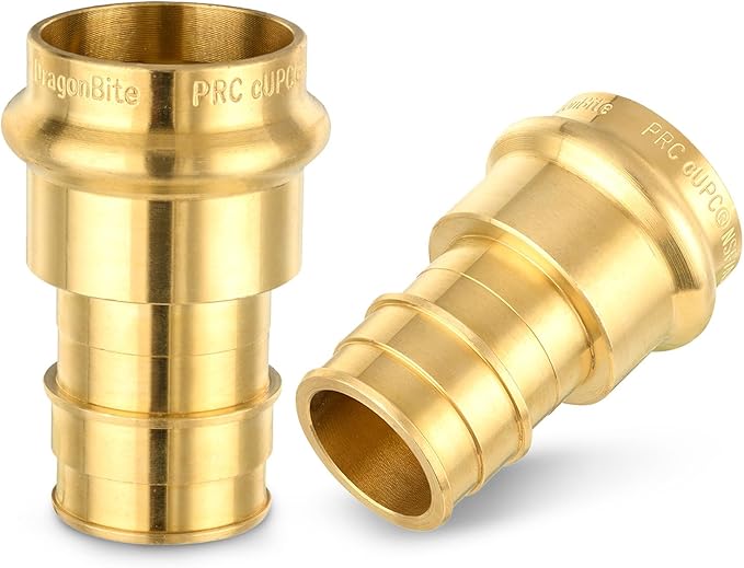 2-Pack HeSun Copper Press Fitting Adapter, 3/4" PRESS X 1" PEX-A Expansion F1960 Coupling, LF Brass