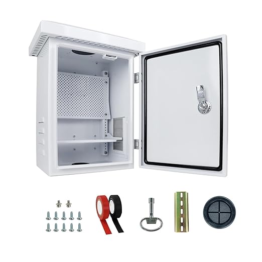 Outdoor Electrical Equipment Enclosure Box - 19.7x15.7x11.8 Outdoor Network Weatherproof Exterior Box Ventilated Enclosure hinged Outdoor Galvanized Electrical Ventilation Design(500x400x300mm)