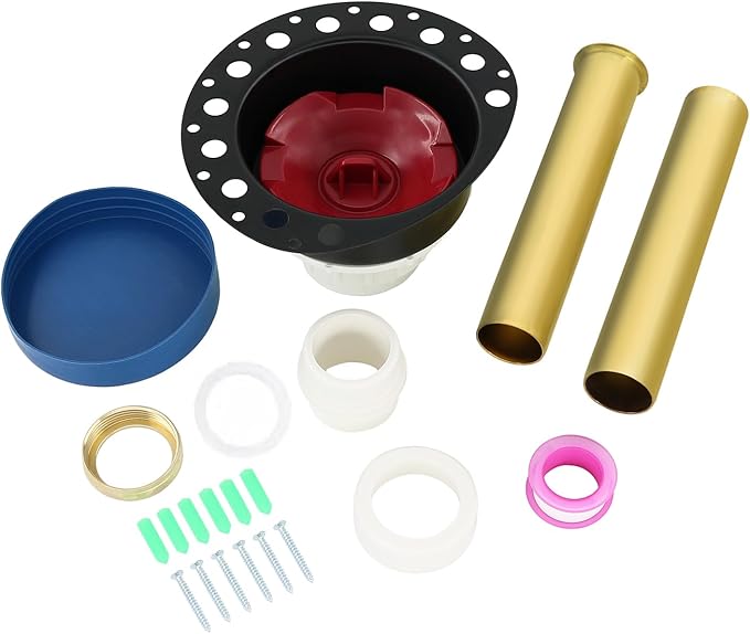 Freestanding Tub Drain Rough-in Kit Compatible with Universal Freestanding Bathtub Floor Mounted Bathtub and Copper Bathtub with PVC Plastic Adapter and Brass Tail Pipes Freestanding Tub Drain Kit