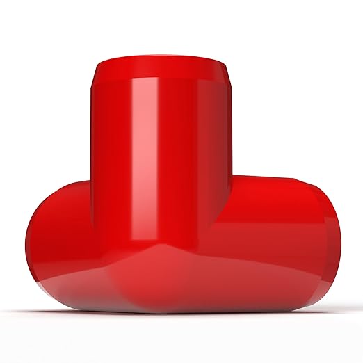 FORMUFIT 1-1/4" 3-Way Elbow Furniture Grade PVC Fitting in Red, Made in USA, UV-Resistant, Impact-Proof, 1.660" Actual Socket Diameter (Pack of 4)