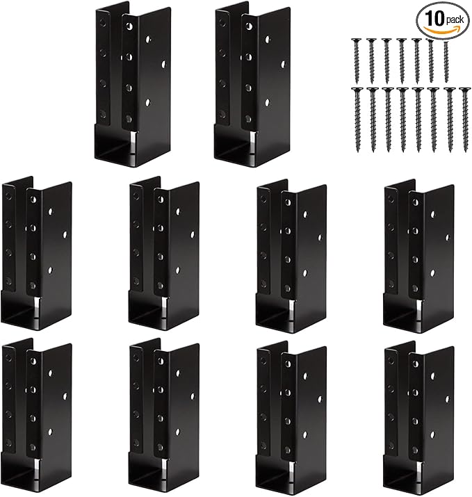 Concealed Joist Hangers, (10-30PCS), 2"x6", 4"x6", 4"x8" with Screws, Outdoor Trim Concealed Flanges, for Beam,Swing, Handrail,Fence (10, 2"×6")