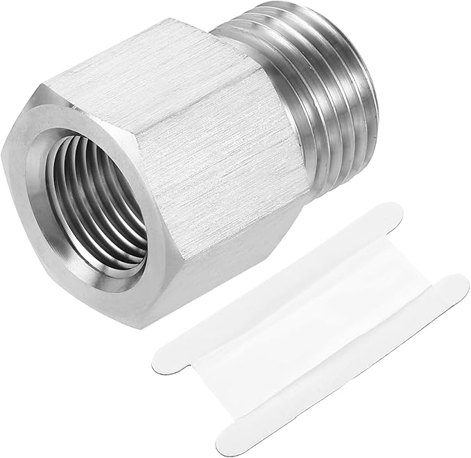 uxcell Pipe Fitting Reducing Adapter, G1/2" Male x M16 Female 304 Stainless Steel Reducer Connector for Water Oil Air Pressure Gauge, Silver