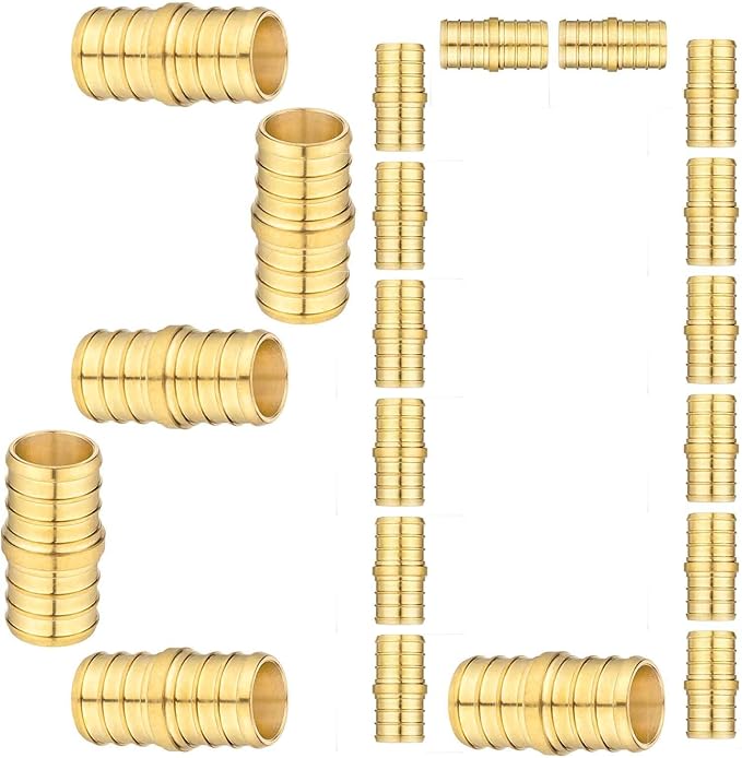 (20 Pack) Lidertik PEX Fittings 3/4 inch Straight Coupling Connector, 3/4" PEX F1807 to 3/4" PEX F1807 Crimp Pipe Fitting Brass