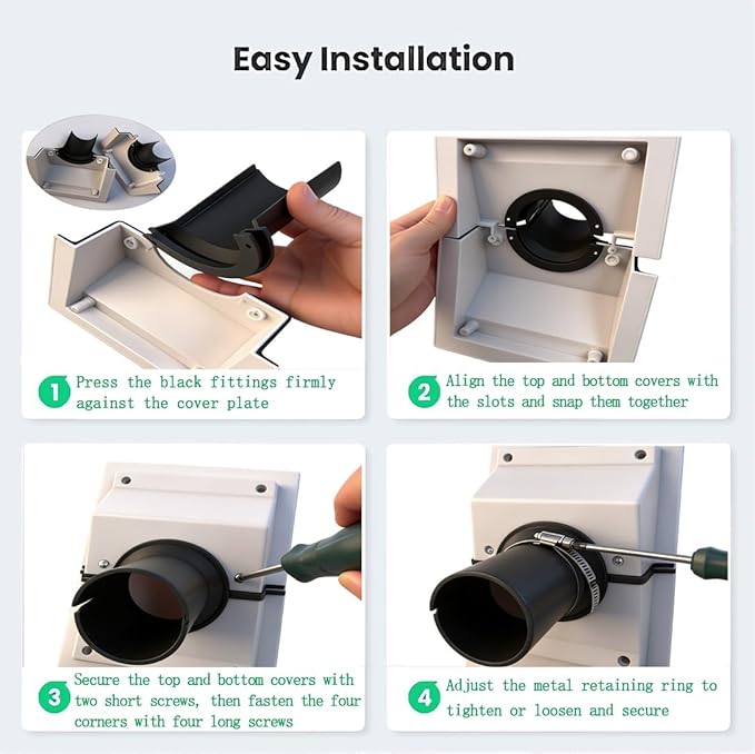 HVAC Wall Penetration Cover & Line Set Cover Kit - Professional Seal and Protection Sleeve for Indoor & Outdoor Mini Split Air Conditioner Pipes Outlet Retrofit 2-3/8", White