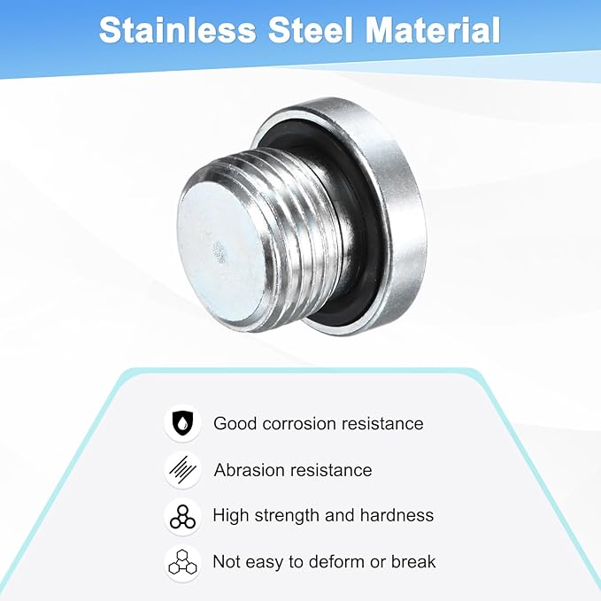 4-Pack M18x1.5mm Inner Hex Head Pipe Fitting Plug, Carbon Steel Sensor Socket Plug with Seal O-Ring for Terminate Pipe Ends/High Pressure Washer, Sealing Screw