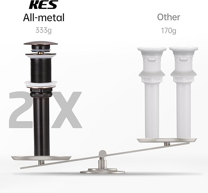 KES Bathroom Sink Drain Without Overflow Vessel Sink Lavatory Vanity Pop Up Drain Stopper Oil Rubbed Bronze, All Metal Rustproof Brass and 304 Stainless Steel, for 1.6"-1.9" Sink Hole, S2008D-ORB