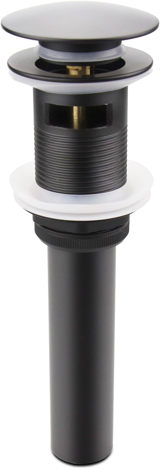 Bathroom Lavatory Vanity Vessel Sink Drain, Pop Up Drain Stopper with Overflow, Black