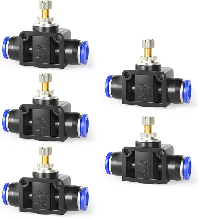 TAILONZ PNEUMATIC Air Flow Control Valve with Push-to-Connect Fitting, in-Line Speed Controller Union Straight - 6MM Tube OD x 6MM Tube OD SCF-6 （Pack of 1）