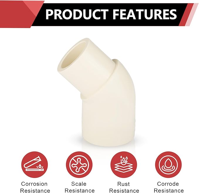 150-PACK EFIELD CPVC Street Elbow,1" Spigot x 1" Slip 45-Degree Elbow Fitting,(CPVC012-10-150PCS)