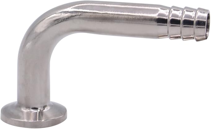 DERNORD Sanitary Hose Barb Pipe Fitting 0.75" Tri Clamp (25MM Ferrule) 90 Degree Elbow (Tube OD: 1/2"/12MM (3/4 Tri-clamp))