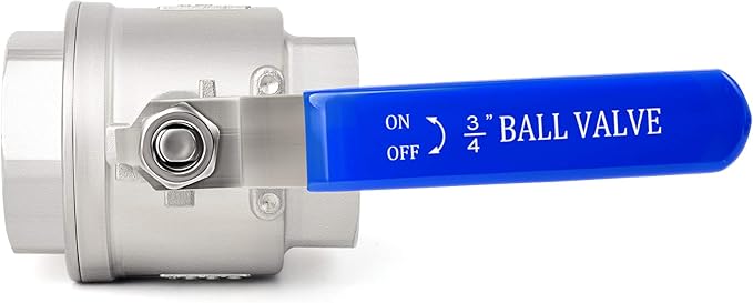 TAISHER 1 PCS 3/4 Inch FNPT Heavy Duty Full Porat Ball Valve 304 Stainless Steel with Blue Handles