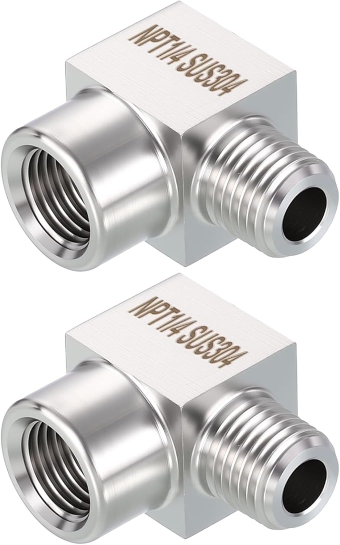 Pack of 1, 1/4" FeMale NPT to 1/4" Male NPT Solid 304 Stainless Steel Barstock Street Elbow, Forged Pipe Fitting for Pipe Repair, Bathroom Remodel, Tool Extensions, Compression