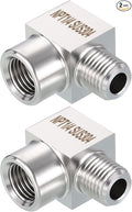 Pack of 2, 1/4" FeMale NPT to 1/4" Male NPT Solid 304 Stainless Steel Barstock Street Elbow, Forged Pipe Fitting for Pipe Repair, Bathroom Remodel, Tool Extensions, Compression
