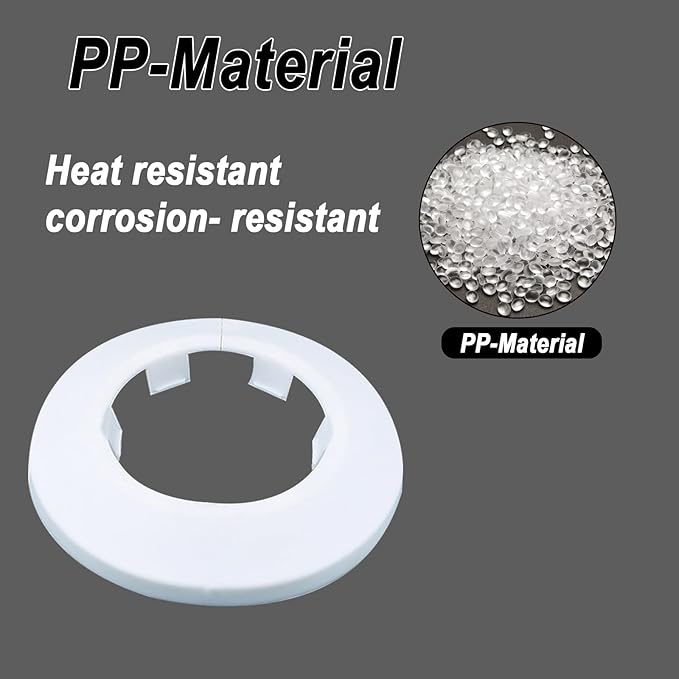 40mm Pipe Cover Decoration; Fit 1.57" Outer Diameter Pipe/Hole; White PP Plastic Escutcheon Collar; Snap-on Water Escutcheon Plate for Bathroom Kitchen Wall Tube Decor 2 Pcs