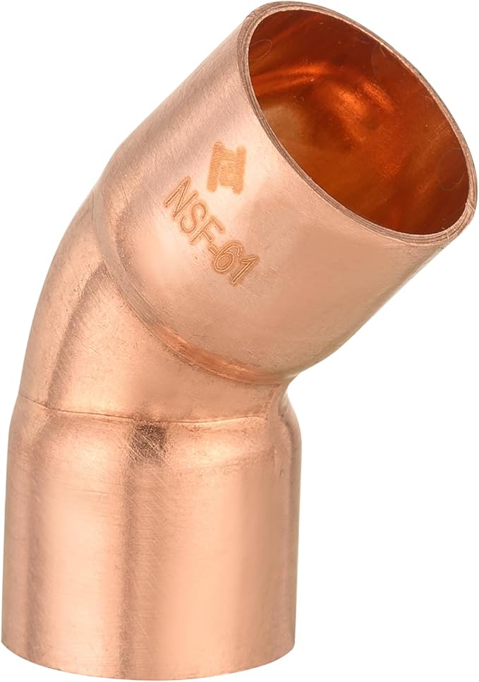 EFIELD 1-1/4" C X C Copper 45 Degree Elbow, LF Short Turn Copper Plumbing Fittings with Sweat Solder Connection,(COPPER072)
