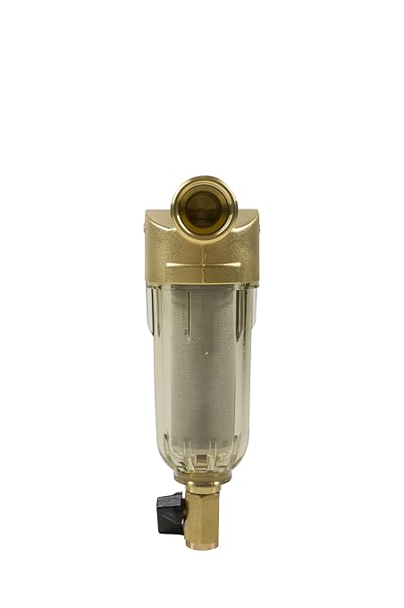 Bluonics Reusable Spin-Down Sediment Pre-Filter for Whole House City & Well Water, 40 Micron, Includes 1" and 3/4" NPT Adapters