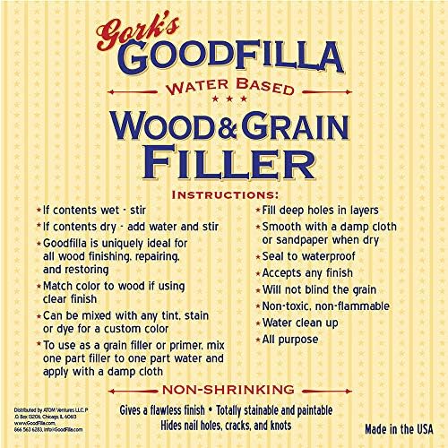 Water-Based Wood & Grain Filler (Trowel Ready) - Red Oak - 1 Gallon By Goodfilla | Replace Every Filler & Putty | Repairs, Finishes & Patches | Paintable, Stainable, Sandable & Quick Drying