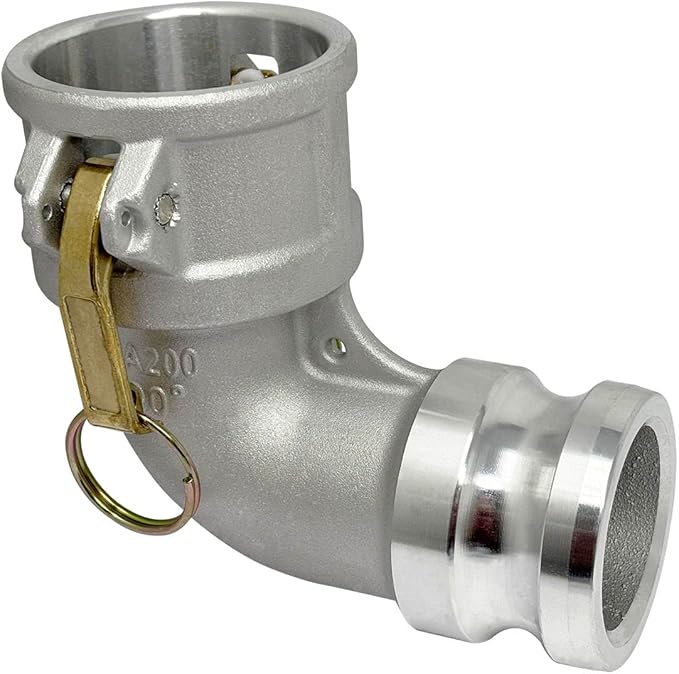 Gloxco Aluminum Type DA Cam and Groove Hose Fitting, 90 Degree Elbow, 2" Female Camlock x 2" Male Camlock (CAM-20-DA90-AL)