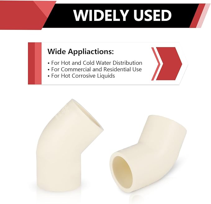 20-PACK EFIELD CPVC Elbow,1/2" Slip x Slip 45-Degree Elbow Fitting,(CPVC007-20)