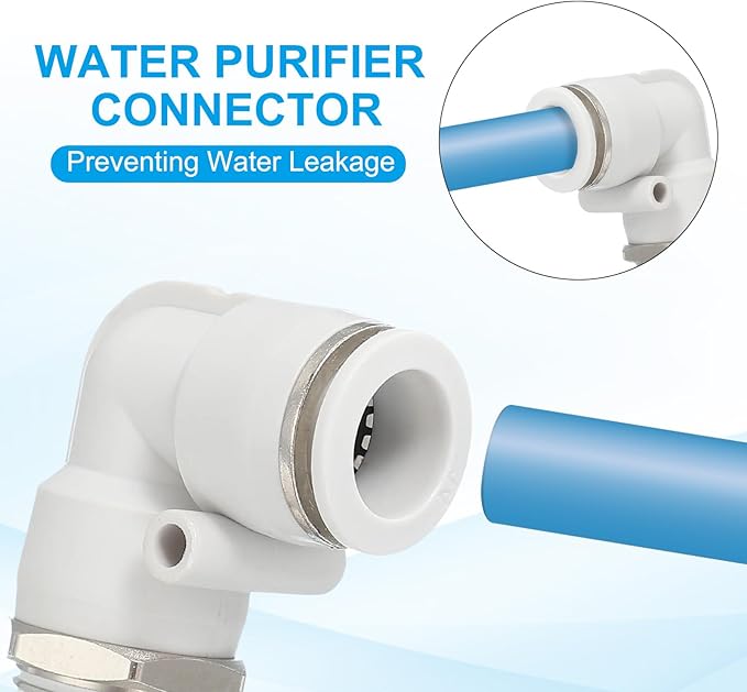 PATIKIL Push to Connect Fitting, 2 Pack Pneumatic Air Elbow Quick Connector 1/2"PT Male Thread x 14mm Tube 90 Degree Connect Tubing Elbow Air Tube Fitting Pneumatic Quick Adapter, White