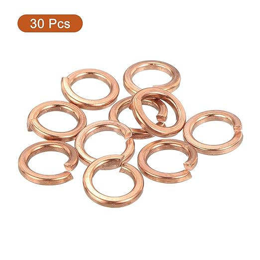 uxcell 30 Pcs Spring Lock Washer, M8 Split Lock Washer Assortment Copper Lock Washers for Screws Bolts Nuts