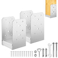 4"x 4" Post Base, 2Pcs Stainless Steel Adjustable Post Anchor Bracket (Internal 3.5 x 3.5), Adjustable Post Base for Pavilion Deck Porch Handrail Railing Support Decorative Anchor Plate