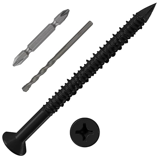 WenSilon(30 PCS) 1/4" x2-3/4 Black Concrete Screw Anchor Black Flat Head for Anchoring to Masonry, Block or Brick Stucco