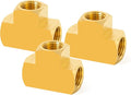 ChillWaves Brass Pipe Fitting, Barstock Tee 1/4" x 1/4" x 1/4" NPT Female Thread Adapter(3-PACK)