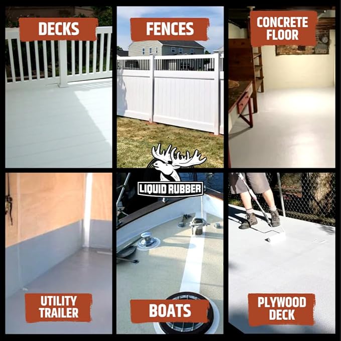 Liquid Rubber Polyurethane Deck Coating – 10X Stronger Than Traditional Deck Paint & Deck Stain – Flexible, Waterproof Sealant for Wood, Concrete & Plywood – Smooth Finish – Misty Gray – 1 Gallon