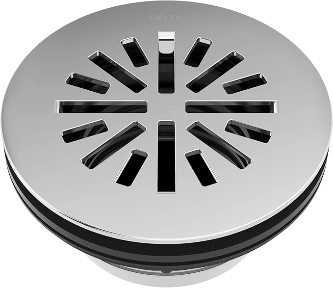 Delta 4 Inch Round Shower Floor Drain with Gasket and Snap-In Drain Gate, Chrome DT051411