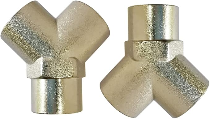 Brass Nickel Plated Pipe Fitting Wye Tee 3 ways Connector 1/4" NPT Female x 1/4" NPT Female x 1/4" NPT Female, Pack of 2