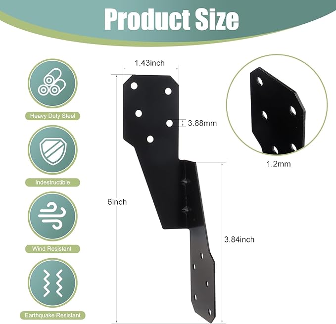 30 Pack Heavy Duty Hurricane Ties with Black Powder-Coated, Hurricane Straps Trusses/Rafters Ties Brackets Joist Hangers for Wood, Shed, Roof